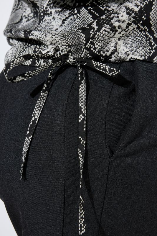 Snake Print Long Sleeve Drawstring Hem Blouse