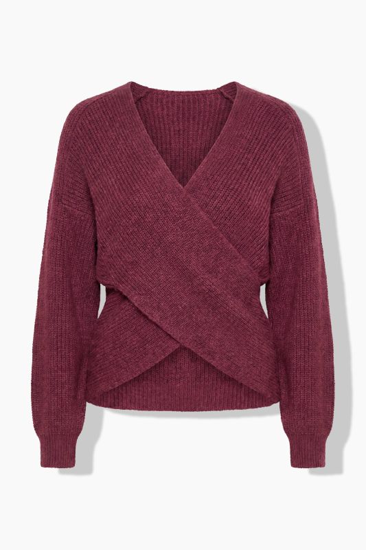Wrap Look V-Neck Long Sleeve Sweater