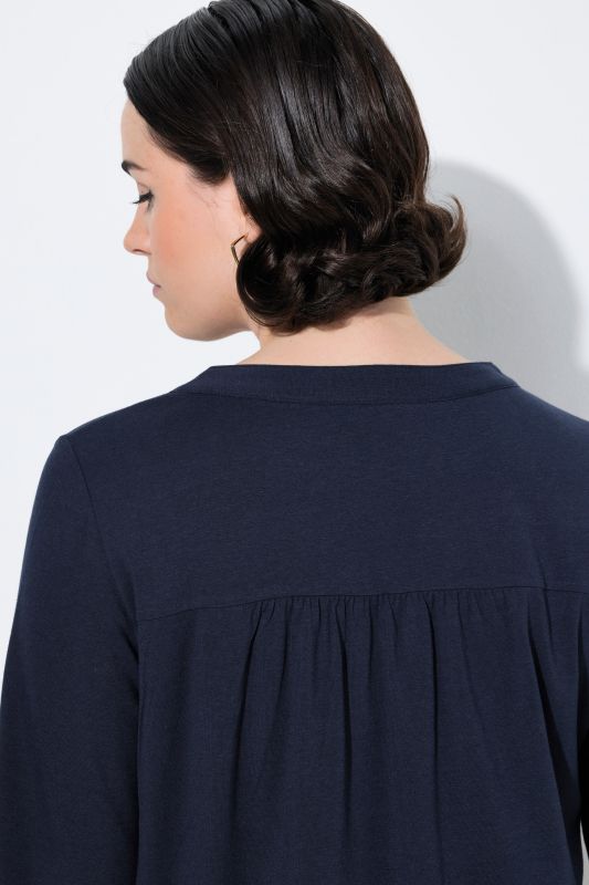Modal Blend Split Neck Long Sleeve Blouse
