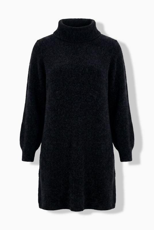 Chenille Knit Long Sleeve Turtleneck Sweater Dress