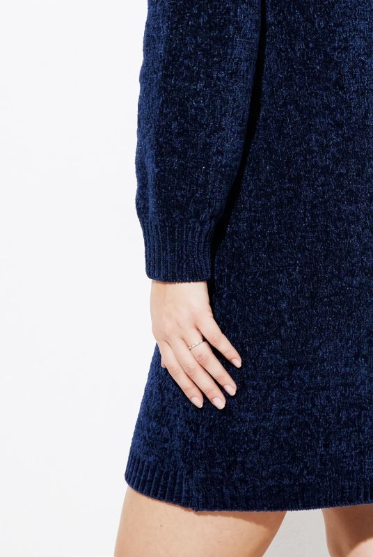 Chenille Knit Long Sleeve Turtleneck Sweater Dress