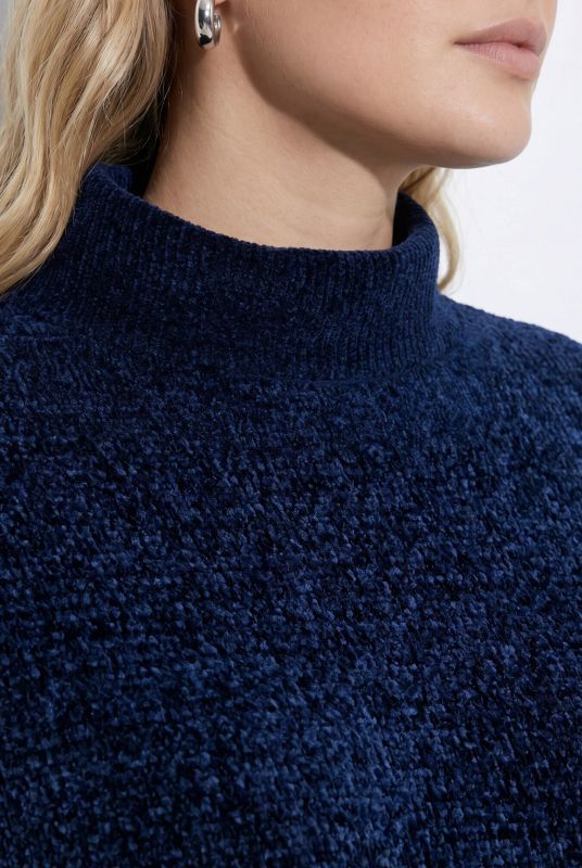 Chenille Knit Long Sleeve Turtleneck Sweater Dress
