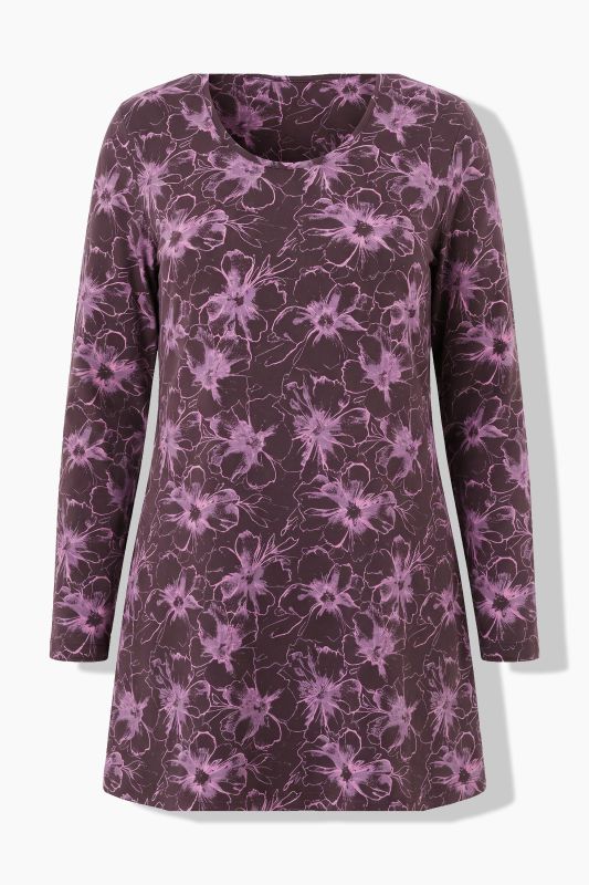 Floral Print Long Sleeve Tunic Tee