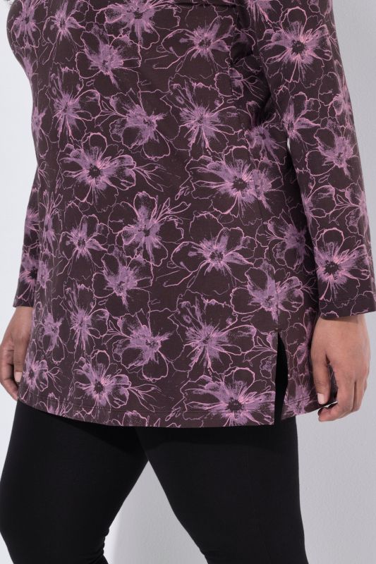 Floral Print Long Sleeve Tunic Tee