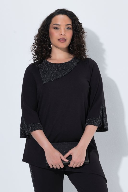 Asymmetric Rhinestoned A-Line Knit Tunic