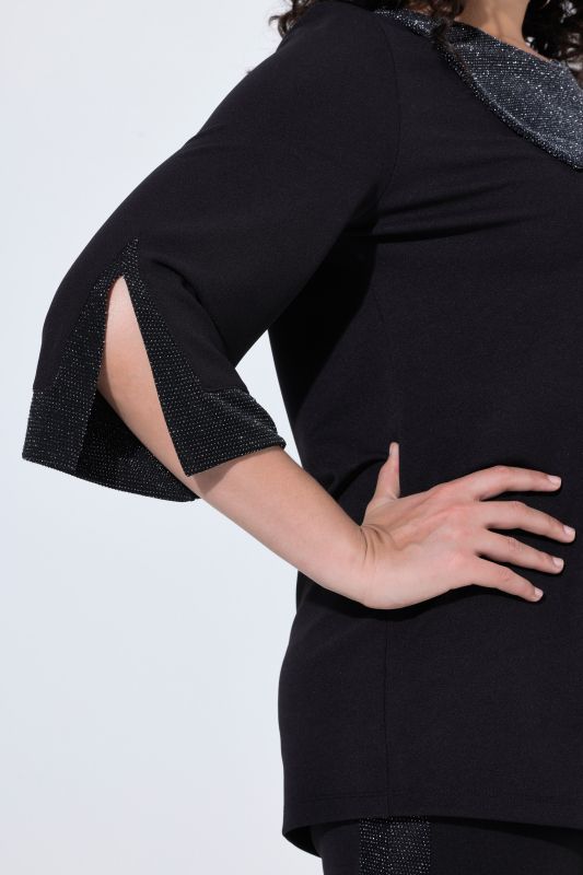 Asymmetric Rhinestoned A-Line Knit Tunic