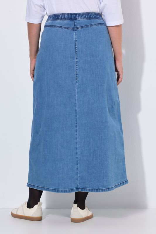 A-Line Elastic Waist Denim Skirt