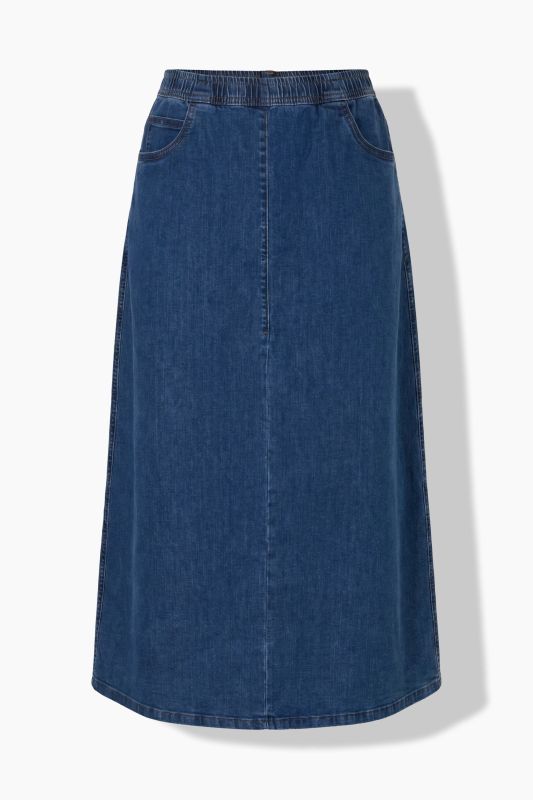 A-Line Elastic Waist Denim Skirt