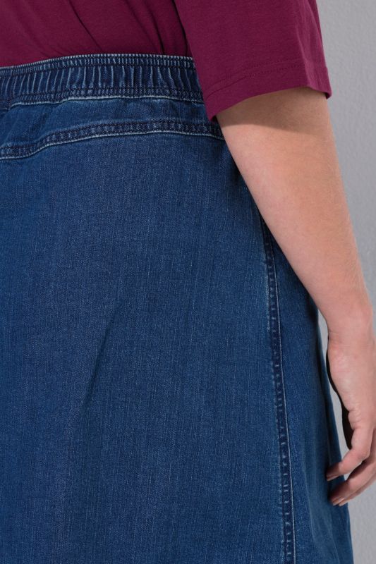 A-Line Elastic Waist Denim Skirt