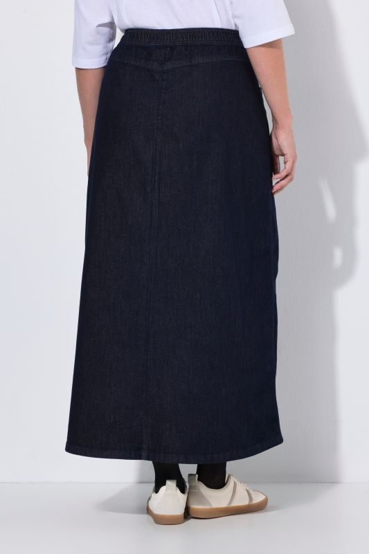 A-Line Elastic Waist Denim Skirt