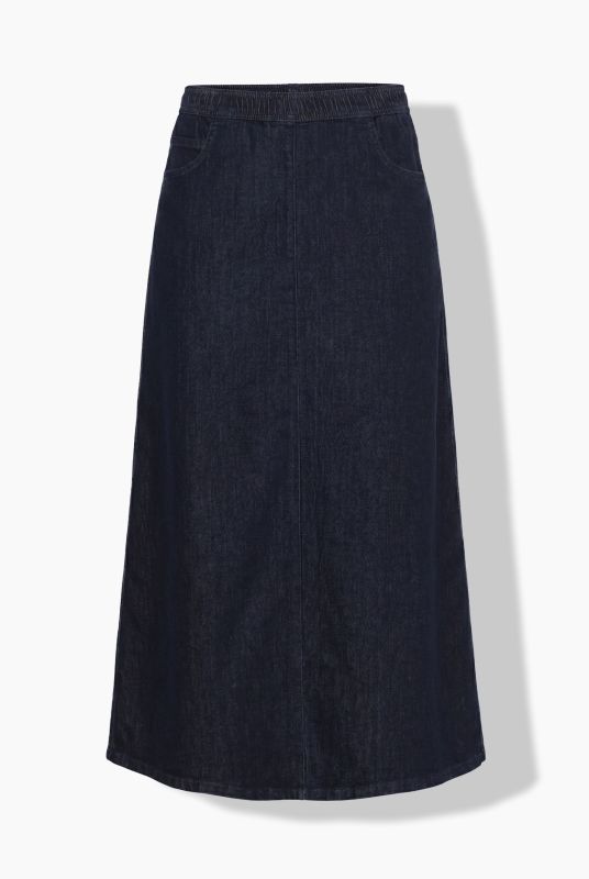 A-Line Elastic Waist Denim Skirt