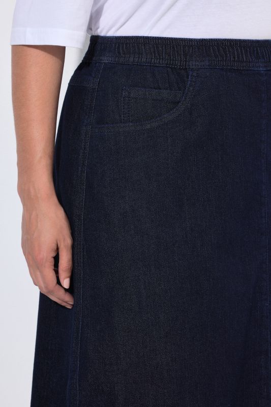 A-Line Elastic Waist Denim Skirt