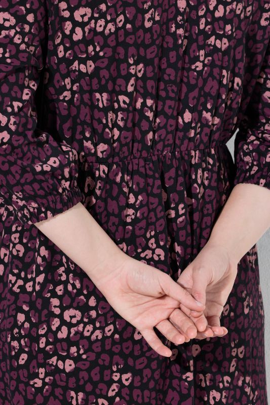 Colorful Leopard Print Empire Waist 3/4 Sleeve Dress