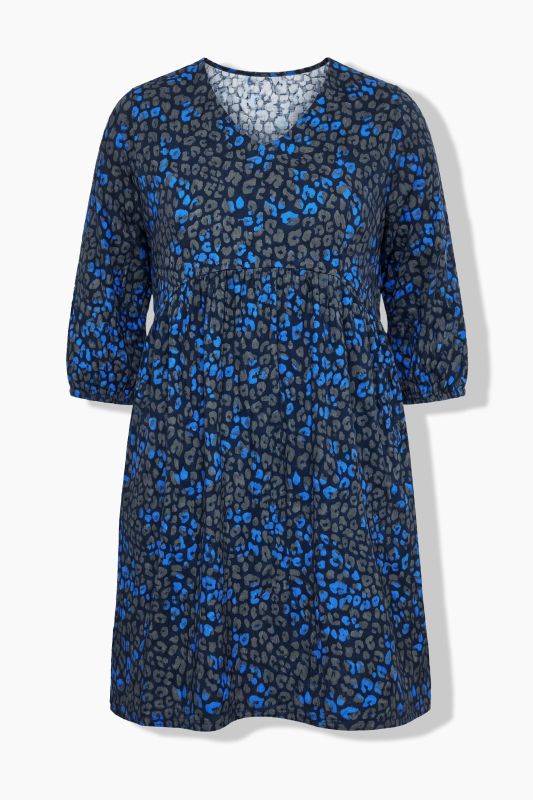 Colorful Leopard Print Empire Waist 3/4 Sleeve Dress