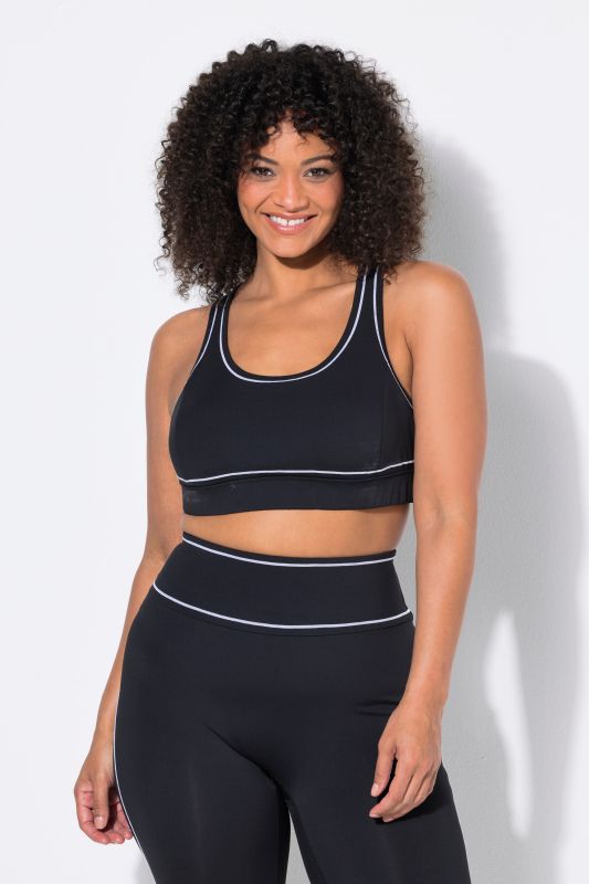Contrast Piping Racerback Sports Bra