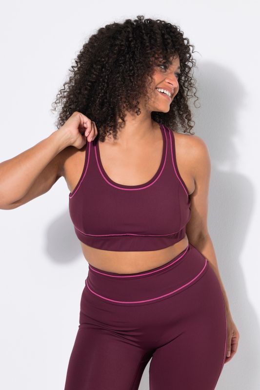 Contrast Piping Racerback Sports Bra