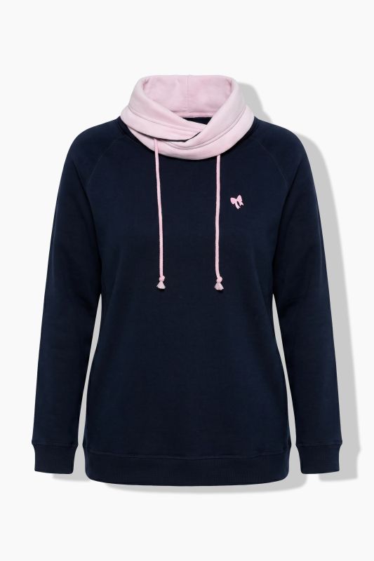 Rolled Collar Drawstring Sweatshirt