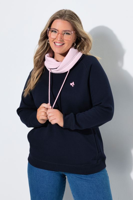 Rolled Collar Drawstring Sweatshirt