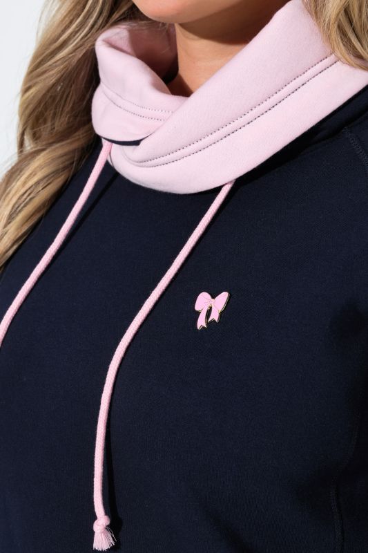 Rolled Collar Drawstring Sweatshirt