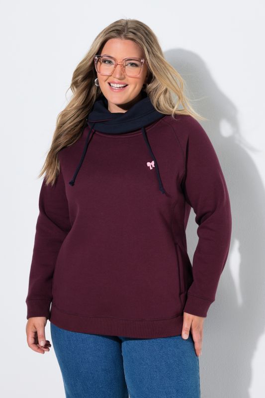 Rolled Collar Drawstring Sweatshirt