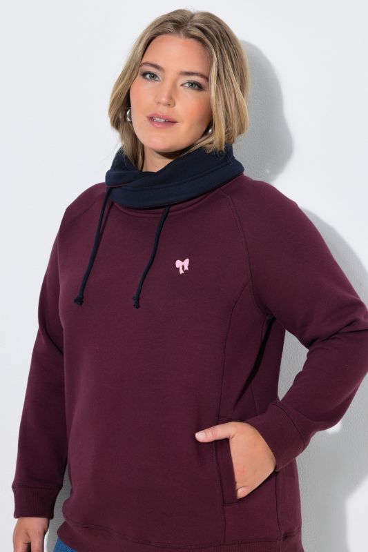Rolled Collar Drawstring Sweatshirt