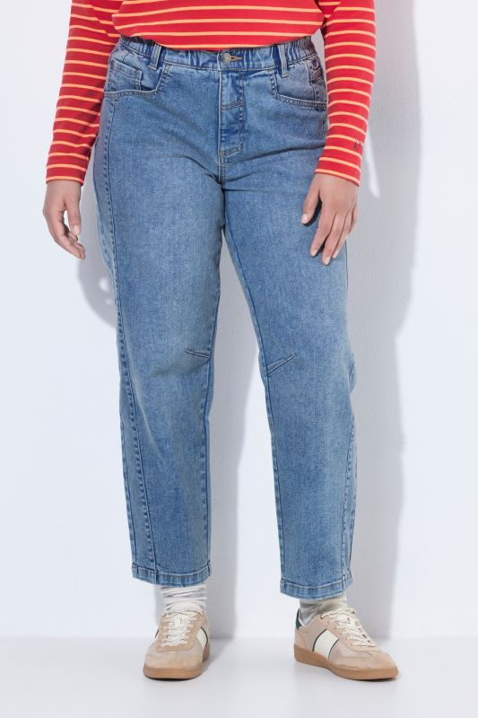 Decorative Side Seam Stretch Fit Barrel Jeans