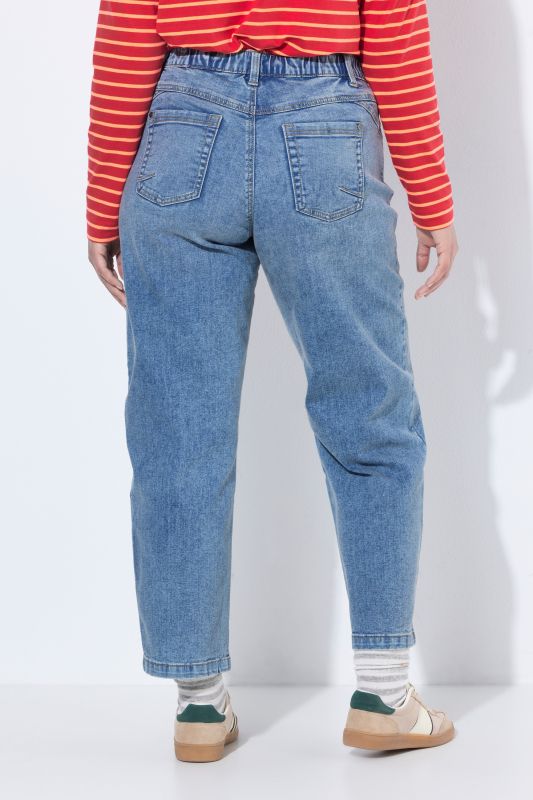 Decorative Side Seam Stretch Fit Barrel Jeans