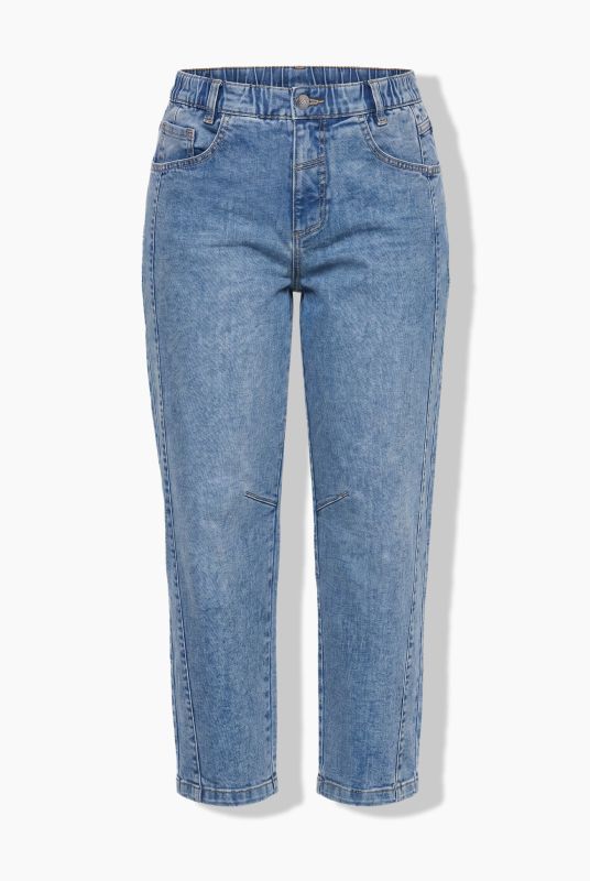 Decorative Side Seam Stretch Fit Barrel Jeans