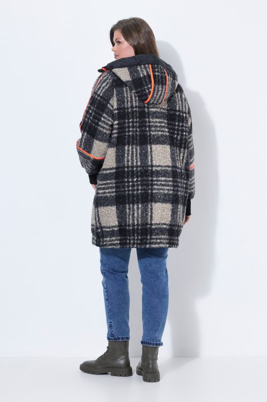 Plaid Boucle Textured Wool-Look Jacket