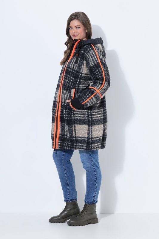 Plaid Boucle Textured Wool-Look Jacket