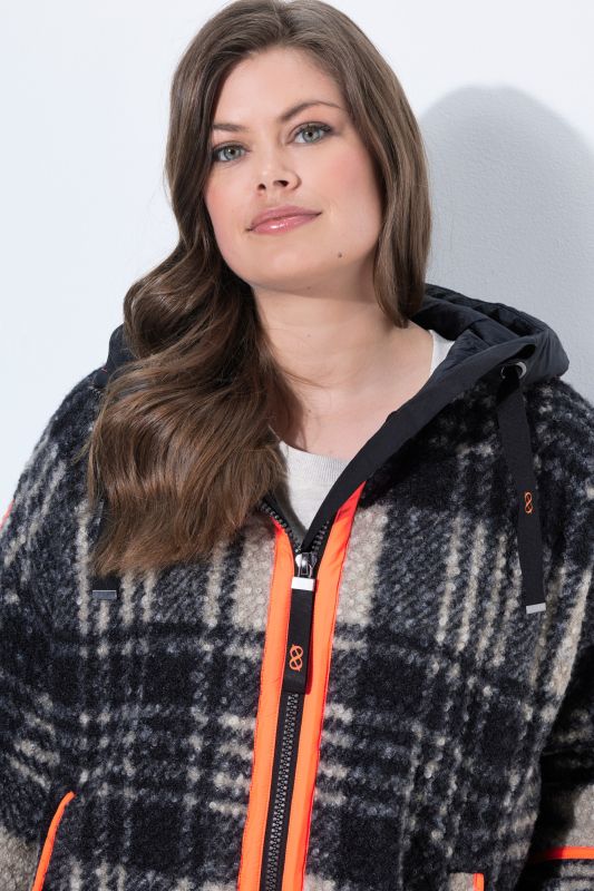 Plaid Boucle Textured Wool-Look Jacket