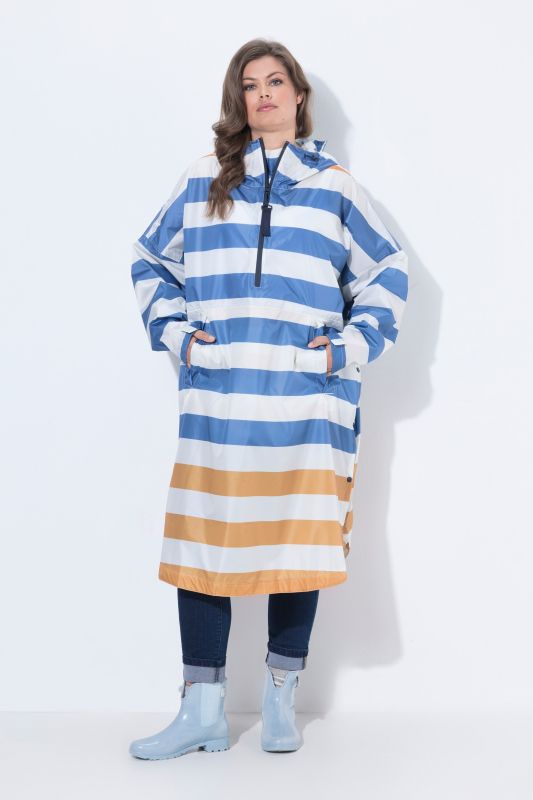 Colorblock Striped Rain Poncho