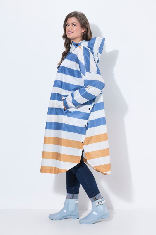 Colorblock Striped Rain Poncho