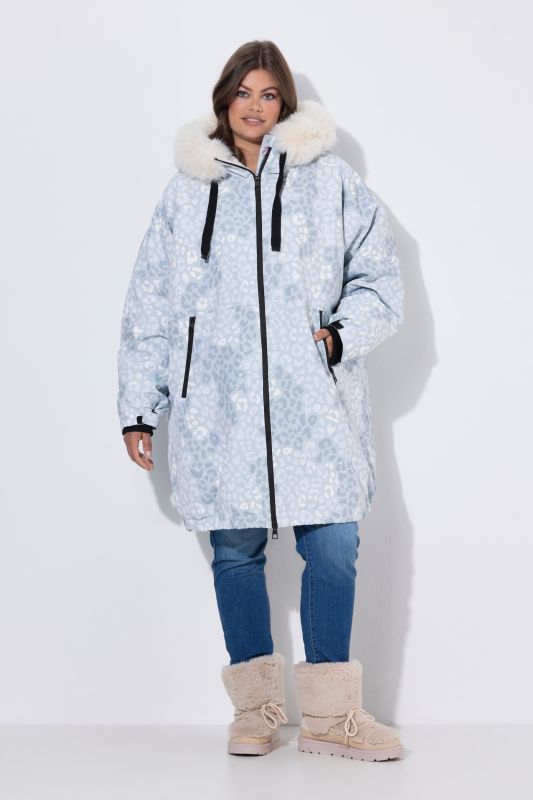 Oversized Teddy-Lined Leopard Print Parka