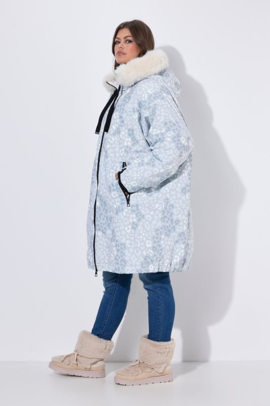 Oversized Teddy-Lined Leopard Print Parka