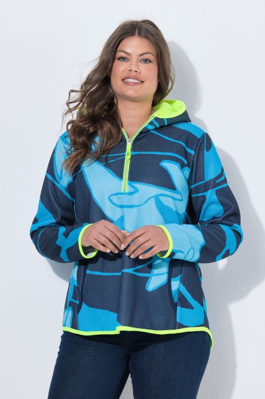 Maritime Print Fleece-Lined Half-Zip Sweater