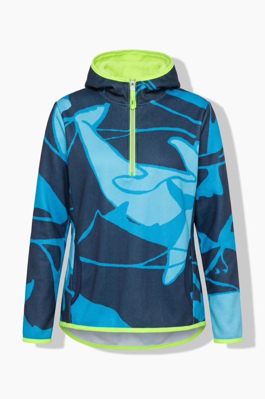 Maritime Print Fleece-Lined Half-Zip Sweater