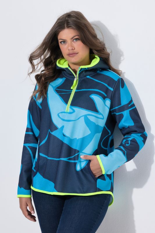 Maritime Print Fleece-Lined Half-Zip Sweater