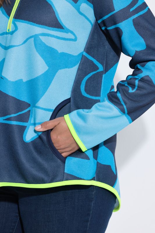 Maritime Print Fleece-Lined Half-Zip Sweater