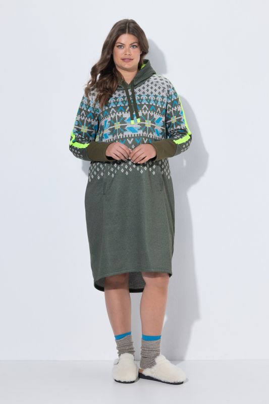 Alpine Striped Hooded Long Sleeve Dress