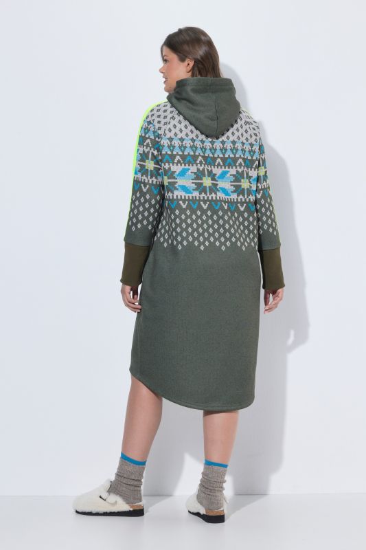 Alpine Striped Hooded Long Sleeve Dress