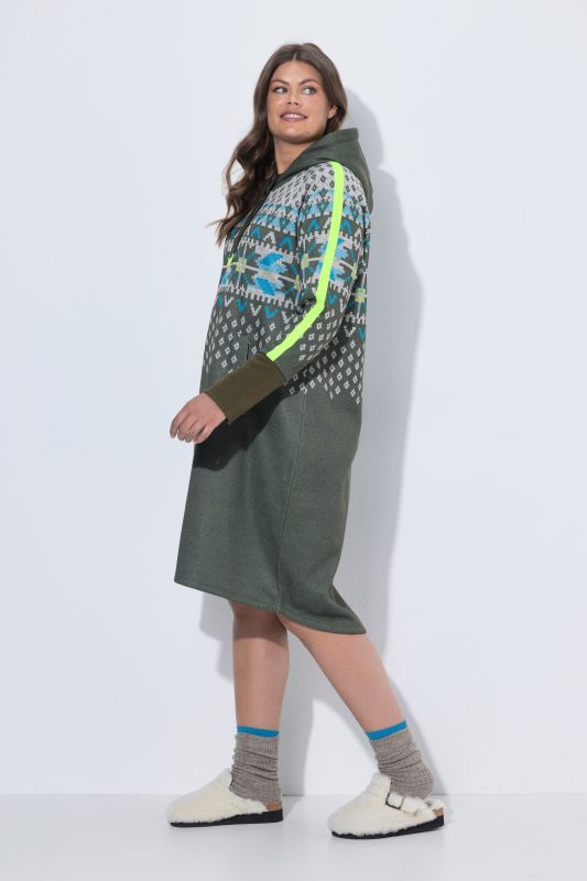 Alpine Striped Hooded Long Sleeve Dress