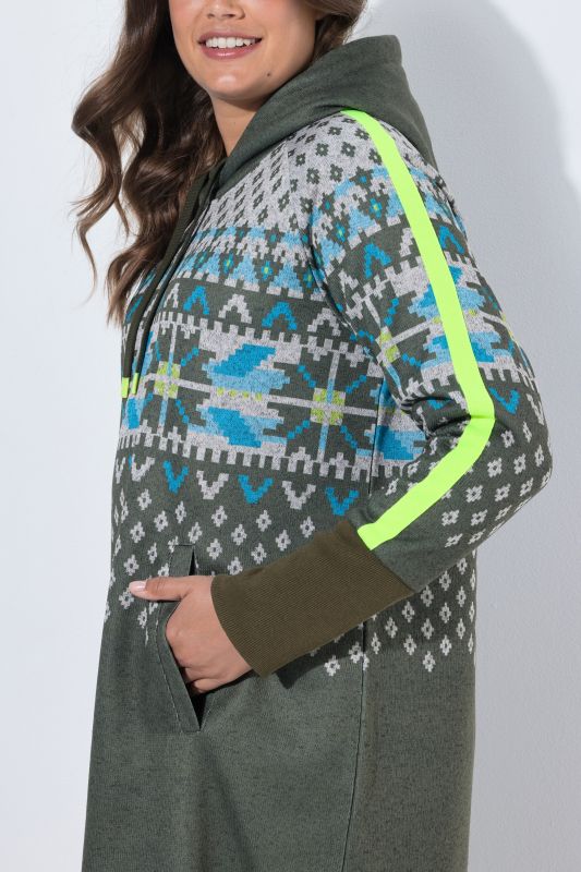 Alpine Striped Hooded Long Sleeve Dress