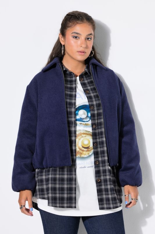 Wool-Look Zip Bomber Jacket