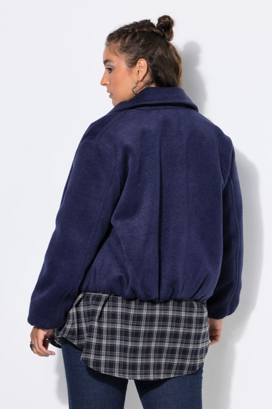 Wool-Look Zip Bomber Jacket