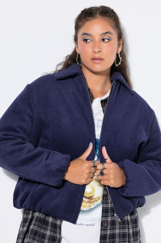 Wool-Look Zip Bomber Jacket