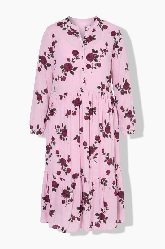 Rose Print A-Line Midi Dress