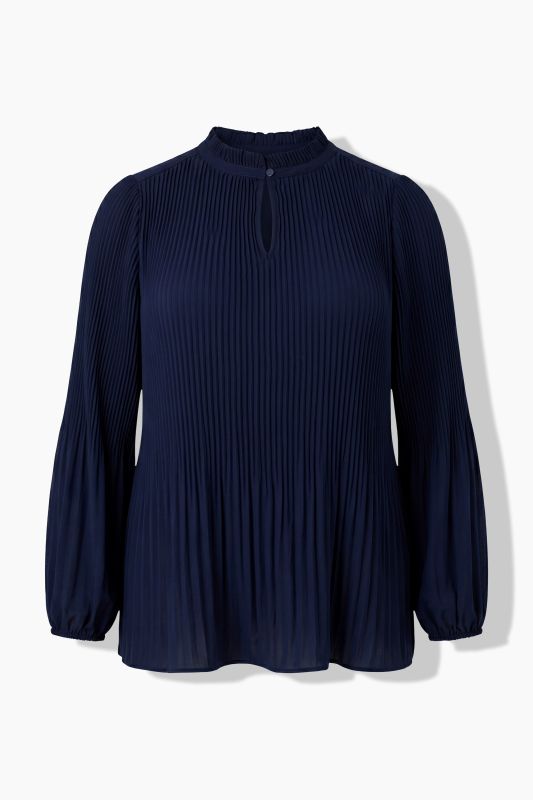 Allover Pleated Bishop Sleeve Blouse