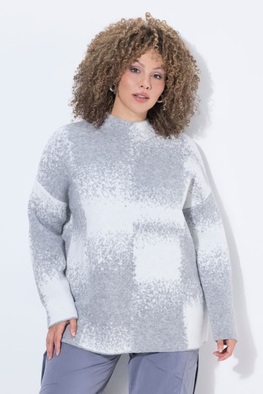 Abstract Checkered Turtleneck Wool-Blend Sweater