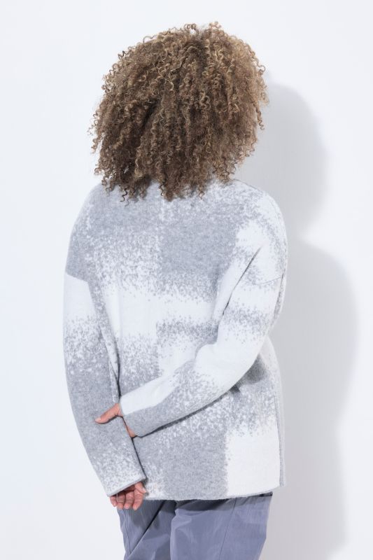 Abstract Checkered Turtleneck Wool-Blend Sweater